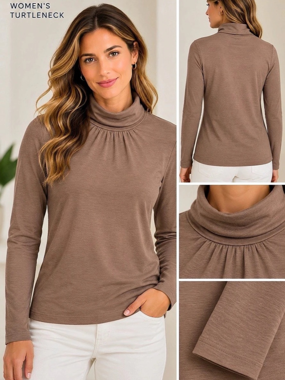 Lands' End Women's Turtleneck Brown Turtleneck